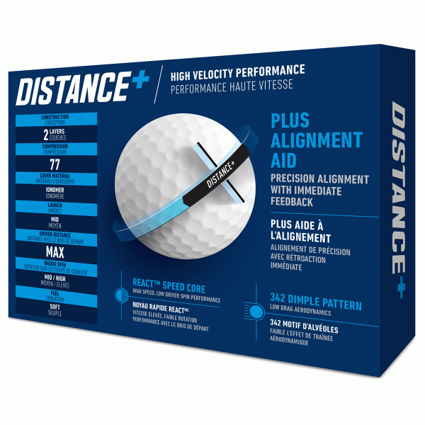 TAYLORMADE DISTANCE+ GOLF BALLS – WHITE - DOZEN